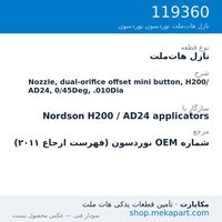 نازل هات‌ملت نوردسون Nozzle, dual-orifice offset mini button, H200/AD24, 0/45Deg, .010Dia، قطعه 119360