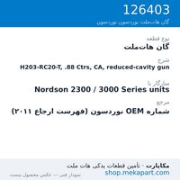 گان هات‌ملت نوردسون H203-RC20-T, .88 Ctrs, CA, reduced-cavity gun، قطعه 126403