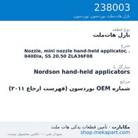 نازل هات‌ملت نوردسون Nozzle, mini nozzle hand-held applicator, .040Dia, SS 20.50 ZLA36F08، قطعه 238003