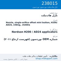 نازل هات‌ملت نوردسون Nozzle, single-orifice offset mini button, H200/AD24, 15Deg, .016Dia، قطعه 238015