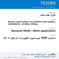 نازل هات‌ملت نوردسون Nozzle, dual-orifice line pattern mini button, H200/AD24, .012Dia, 30Deg، قطعه 702085