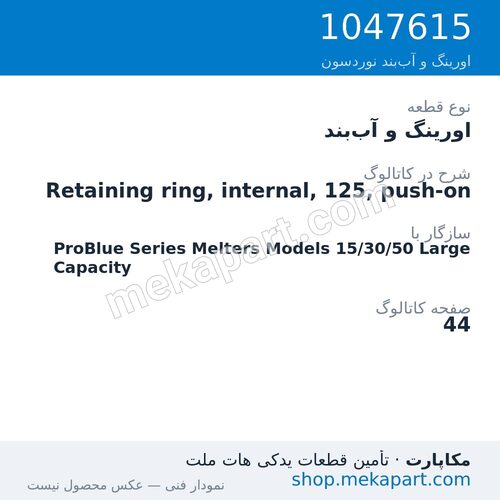 اورینگ و آببند نوردسون Retaining ring, internal, 125, push-on، قطعه 1047615