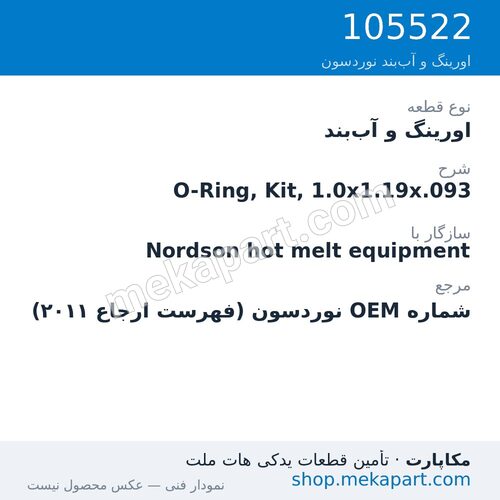 اورینگ و آب‌بند نوردسون O-Ring, Kit, 1.0x1.19x.093، قطعه 105522