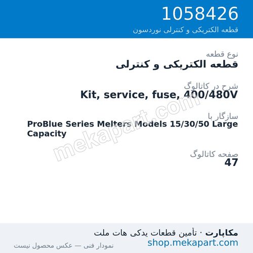 قطعه الکتریکی و کنترلی نوردسون Kit, service, fuse, 400/480V، قطعه 1058426