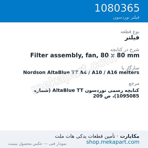 فیلتر نوردسون Filter assembly, fan, 80 x 80 mm، قطعه 1080365