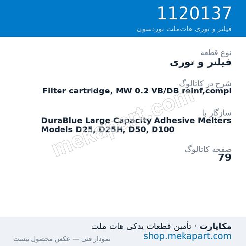 فیلتر و توری نوردسون Filter cartridge, MW 0.2 VB/DB reinf,compl، قطعه 1120137