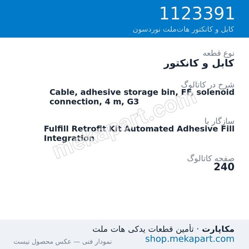 کابل و کانکتور نوردسون Cable, adhesive storage bin, FF, solenoid connection, 4 m, G3، قطعه 1123391