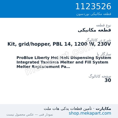 قطعه مکانیکی نوردسون Kit, grid/hopper, PBL 14, 1200 W, 230V، قطعه 1123526