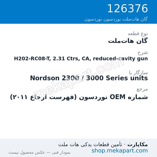 گان هات‌ملت نوردسون H202-RC08-T, 2.31 Ctrs, CA, reduced-cavity gun، قطعه 126376