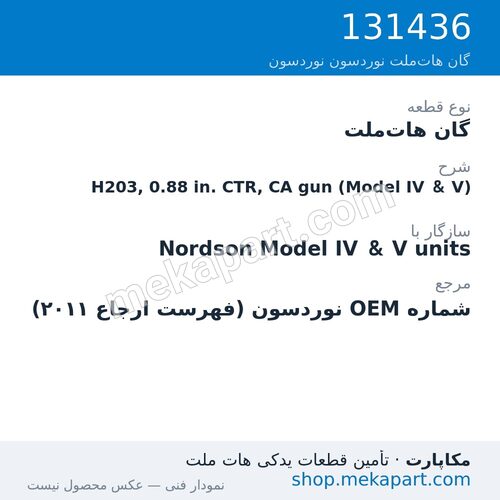 گان هات‌ملت نوردسون H203, 0.88 in. CTR, CA gun (Model IV & V)، قطعه 131436