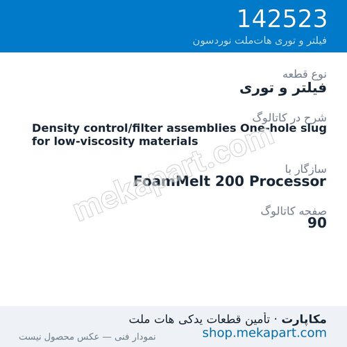 فیلتر و توری نوردسون Density control/filter assemblies One-hole slug for low-viscosity…، قطعه 142523