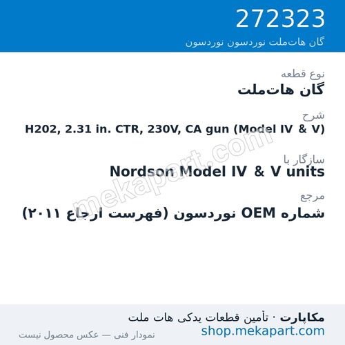 گان هات‌ملت نوردسون H202, 2.31 in. CTR, 230V, CA gun (Model IV & V)، قطعه 272323
