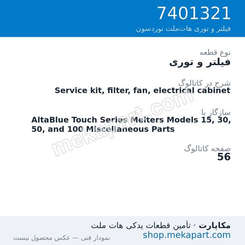 فیلتر و توری نوردسون Service kit, filter, fan, electrical cabinet، قطعه 7401321