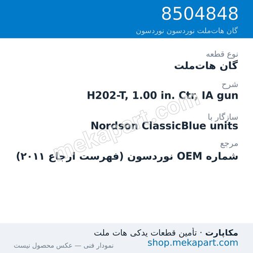 گان هات‌ملت نوردسون H202-T, 1.00 in. Ctr, IA gun، قطعه 8504848