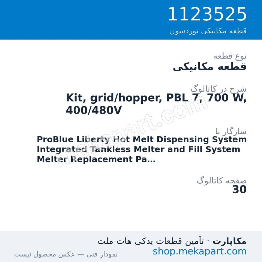 قطعه مکانیکی نوردسون Kit, grid/hopper, PBL 7, 700 W, 400/480V، قطعه 1123525