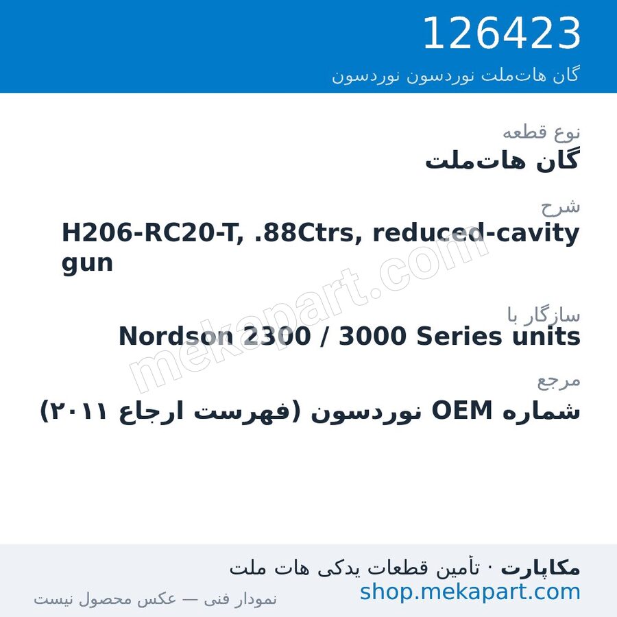 گان هات‌ملت نوردسون H206-RC20-T, .88Ctrs, reduced-cavity gun، قطعه 126423