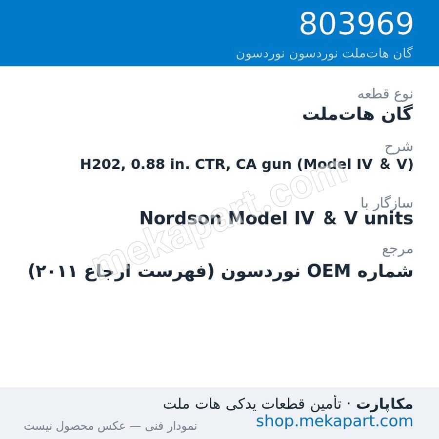 گان هات‌ملت نوردسون H202, 0.88 in. CTR, CA gun (Model IV & V)، قطعه 803969