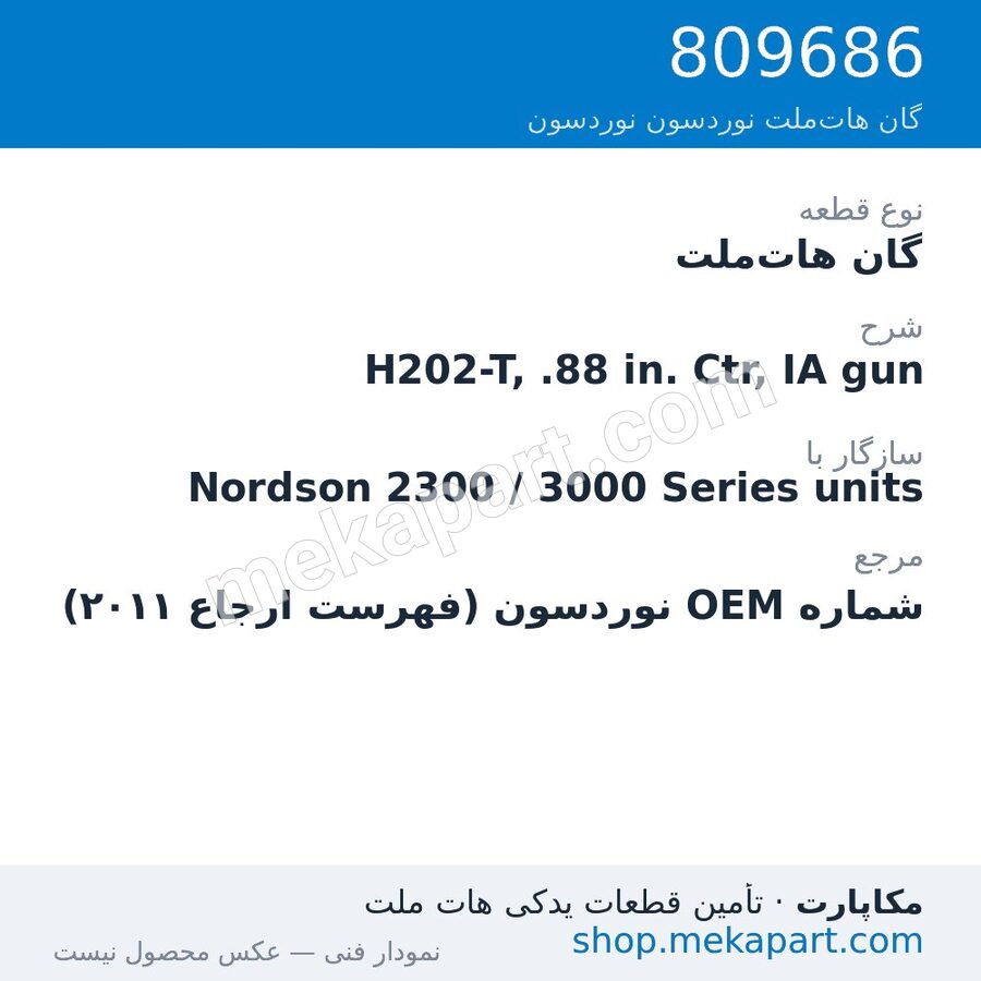 گان هات‌ملت نوردسون H202-T, .88 in. Ctr, IA gun، قطعه 809686