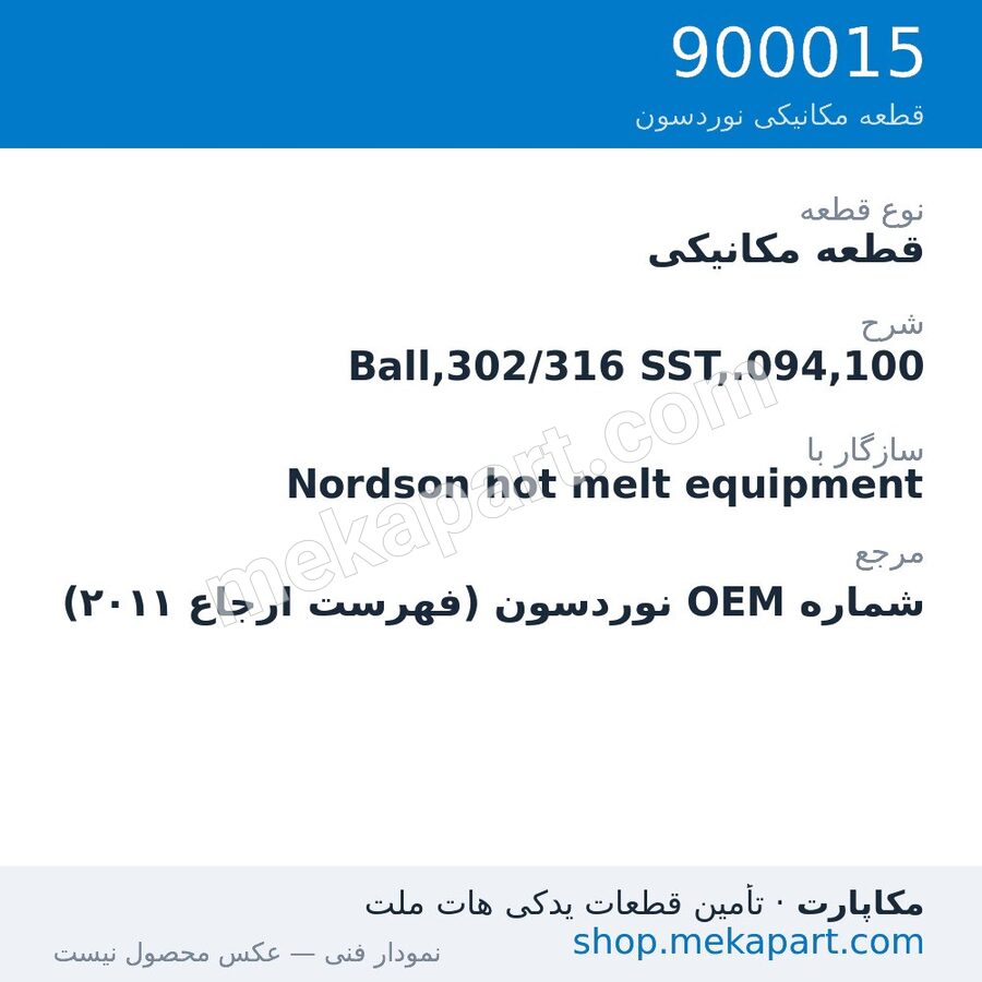 قطعه مکانیکی نوردسون Ball,302/316 SST,.094,100، قطعه 900015